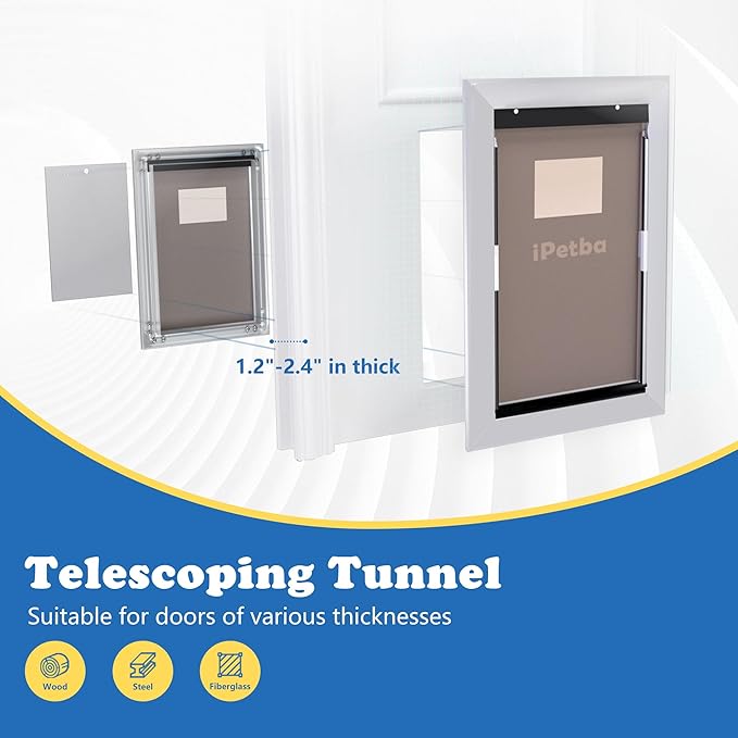 Large Dog Door for Wall and Door with See-Through Dog Door Replacement Flaps Heavy Duty Aluminium Doggy Door with Locking Mechanism Weather Resistant, Up to 110 lbs