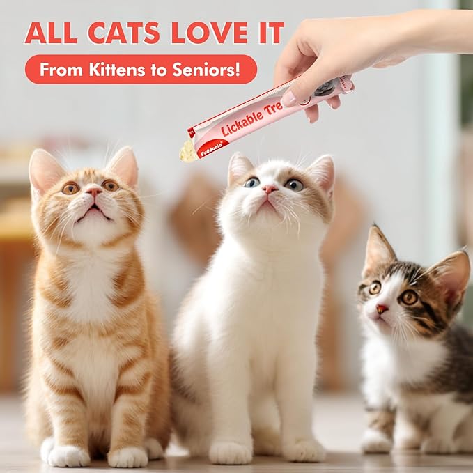 High-Meat Lickable Cat Treats, Grain & Gum Free, No Additives, All-Natural High Protein Puree, 0.5oz Tubes (Pack of 20)