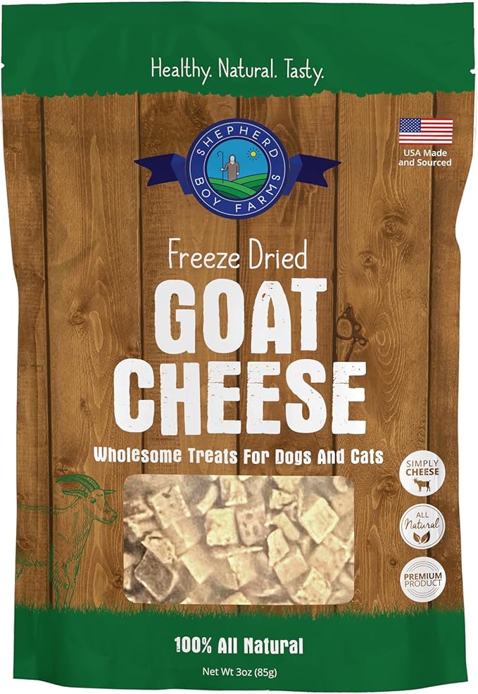 Freeze Dried Dog and Cat Treats, Goat Cheese, All Natural Single Ingredient Freeze-Dried Dog Treat & Snacks, Made in USA, High Protein, Essential Nutrition of Raw Food, 3oz