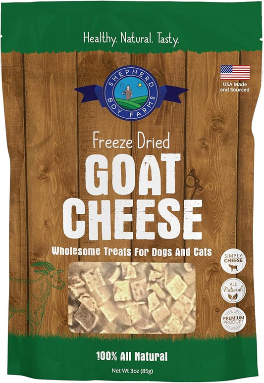 Freeze Dried Dog and Cat Treats, Goat Cheese, All Natural Single Ingredient Freeze-Dried Dog Treat & Snacks, Made in USA, High Protein, Essential Nutrition of Raw Food, 3oz