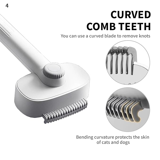 3 in 1 Cat Brush, Pet Brush for Cat Dog Long Short Haired, with Shower Combo, One Click Pet Hair Removal Comb for Small Animals Shedding & Grooming