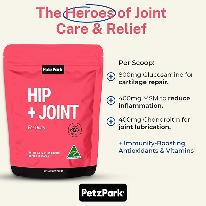 Glucosamine for Dogs - Hip & Joint Support Powder with Chondroitin & MSM - Arthritis Pain Relief, Hip Dysplasia Treatment - 800mg Glucosamine - 45 Scoops