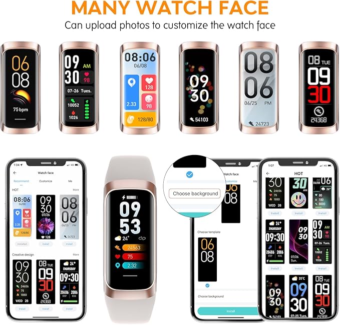 Fitness Tracker Watch, Smart Watch with Blood Pressure Heart Rate Sleep IP67 Waterproof Health Watches Fitness Activity Tracker Step Calorie Counter Pedometer Watches for Men Women Android iOS Phone