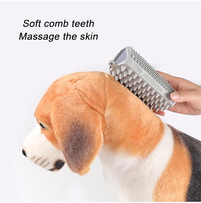 Pet Bath Brush, Suitable for Massage, Grooming, and Hair Removal for Cats and Dogs, Made of Skin Friendly Silicone Material, Deeply Cleanses and is Easy to Wash on Three Sides (yellow)