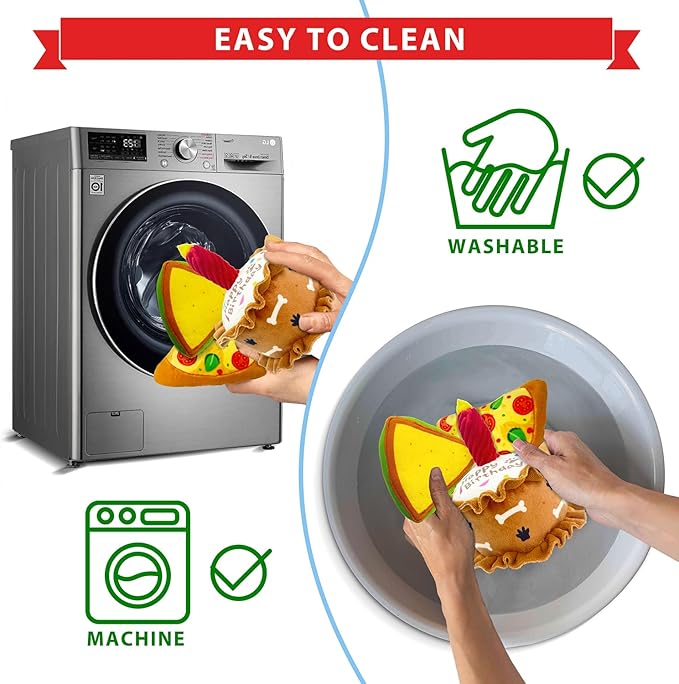 Birthday Squeaky crinkly Cake Aggressive chew for pups Sandwiches Pizza Party Dog Toy Colorful Playset to Keep Your Furry Friend Busy with 3 Pack Gift Toys