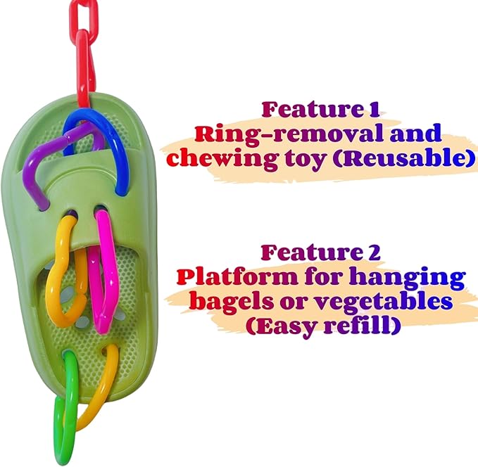 Bird Toys for Large & Medium Parrot Shredding Foraging Chewing Cardboard Bagles Hanging Toy 2PCS Bird Cage Accessories for Amazons Mini Macaws African Greys Cockatoos Eclectus Senegal Green