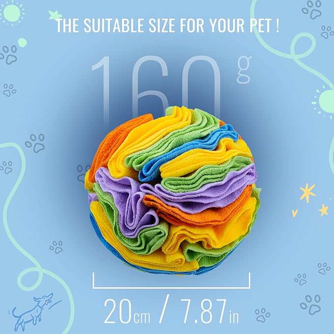 Pet Snuffle Ball, Puzzle Sniffing Interactive Dog Ball for Blind Dogs Training Stress Relief Dog Enrichment Toys Treat Machine Washable (20cm, Sweet Purple)