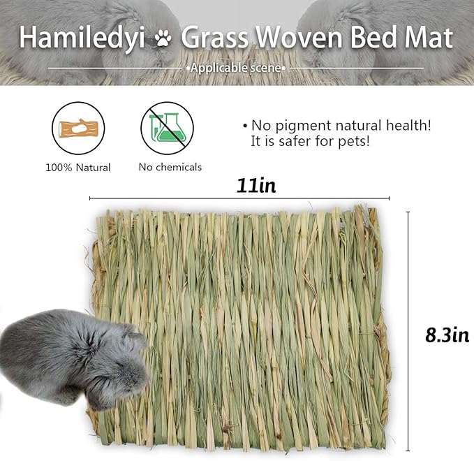 Grass Mat Woven Bed Mat for Small Animal 5 Grass Mats Bunny Bedding Nest Chew Toy Bed Play Toy for Guinea Pig Parrot Rabbit Bunny Hamster Rat