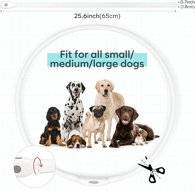 HIGO RGB LED Dog Collar Light - USB Rechargeable Light Up Dog Collars, Safety LED Dog Necklace for Your Dogs Walking at Night (Multi-Color)