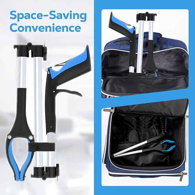 Grabber Reacher Tool - 43” Extra Long Foldable Gripper and Reaching Tool - Heavy Duty Pick Up Stick Grabbers for Seniors, Trash, Surgery Recovery Must Haves Gifts (Blue-43in)