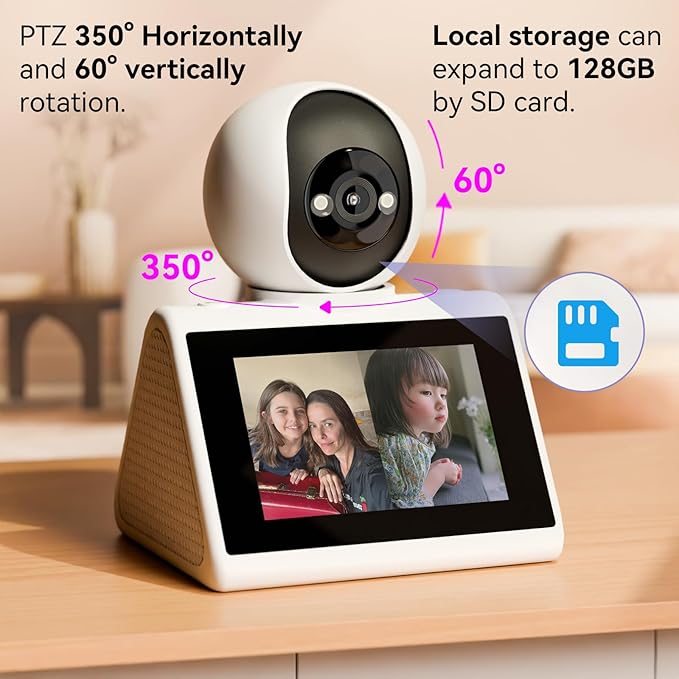 Home Security Camera with 4.3" Screen, Two Way Video Camera for Elderly, Baby and Pets, 1080P Dog Camera with Motion Detection