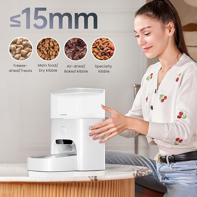 PETMARVEL Automatic Cat Feeder with Camera, 1080P HD Video with Night Vision, 2.4G WiFi Cat Dog Feeder with 2-Way Audio, Smart App Control Pet Dry Food Dispenser 4.4L for Cats and Dogs