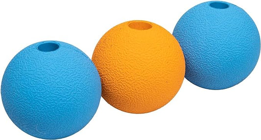 Amazon Basics Dog Toys, Interactive Supreme Rubber Balls, (Pack of 3), 2.5 inch, Blue, Orange