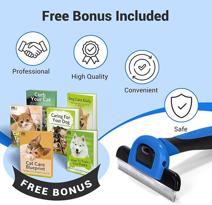 MIU COLOR Pet Grooming Brush, Deshedding Tool for Dogs & Cats, Effectively Reduces Shedding by up to 95% for Short Medium and Long Pet Hair (Navy Blue)