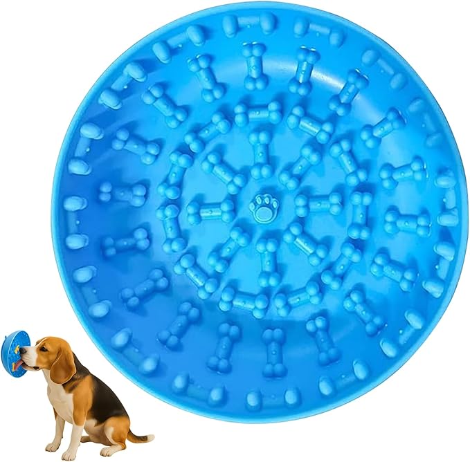 Lick Mat Bowl for Dog–Easy-to-Clean, Non-Slip Design BPA-Free Silicone Lick Mat–Great for Yogurt, or Peanut Butter–Fun Enrichment Slow Feeder & Interactive Dog Toy for Anxiety and Boredom Relief–Blue