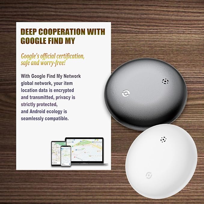 JieWeiXun Compatible Android Ultra-Thin Find My Device Tracker – IP66 Waterproof, 1-Year Battery, Global GPS Locator for Keys/Wallet/Luggage via Google Find My Network (BLK, 1 PCS)