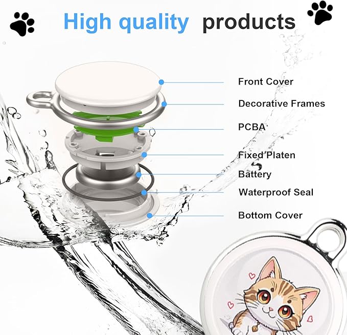 GPS Tracker for Vehicles - Real-Time Tracking Device with Global Coverage for Cars, Kids, Cats, and Dogs - No Subscription, Monthly Fees, or SIM Card Required （Cat Style）