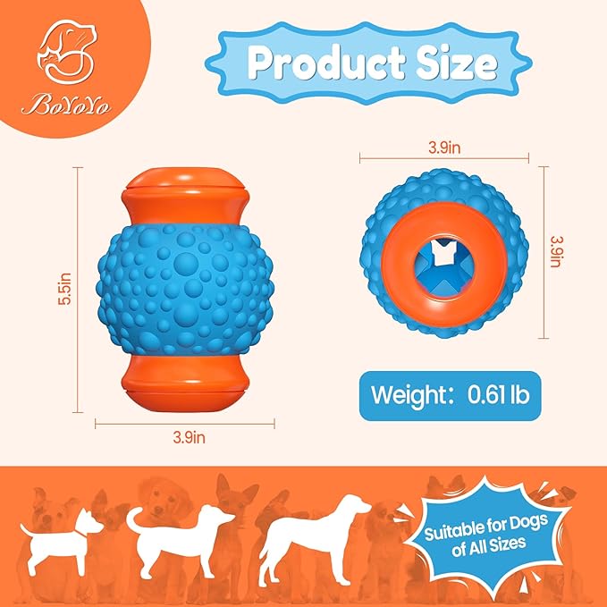 Interactive Dog Toys Treat Dispenser - Slow Puzzle Feeder for Large Dogs, Durable Rubber Chew Toys, Mental Stimulation for Anxiety Relief & Boredom