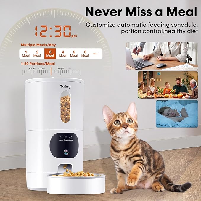 Automatic Cat Feeder Camera: Easy Setup Timed Smart Dog Feeder WiFi - 2-Way Audio 5G Pet Food Dispenser APP Control for Multi-Cat 2 Pack