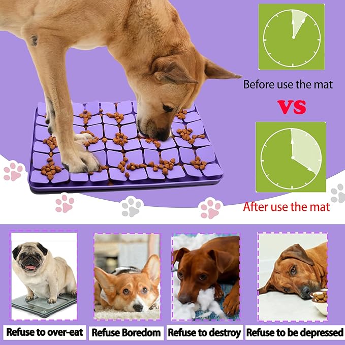 Silicone Snuffle Mat for Small Medium Dogs,Slow Feeder Lick Mat for Pet Slow Down Eating,Encourages Natural Foraging Skill,Interactive Feed Game Toy Lick Mat Bowl for All Breed Dog