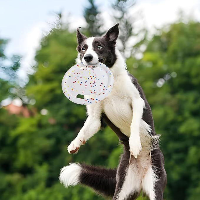 Nobleza Indestructible Fly Disc Ball Toy Set for Dog Pet, 2025 New Poncorn E-TPU Durable Puppy Fetch Outdoor Interactive Toy for Large Medium Small Aggressive Chewers, 4 PCS