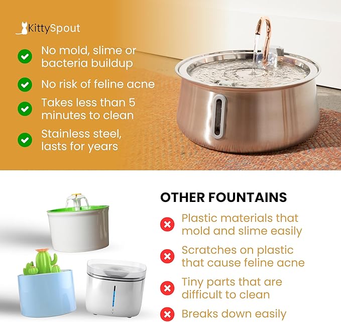 2.0 Large Capacity Stainless Steel Cat Water Fountain – 4L/135oz Indoor Automatic Pet Water Fountain for Cats, Ultra-Quiet Pump, Water Level Indicator, Multi Cat Metal Water Dispenser Bowl