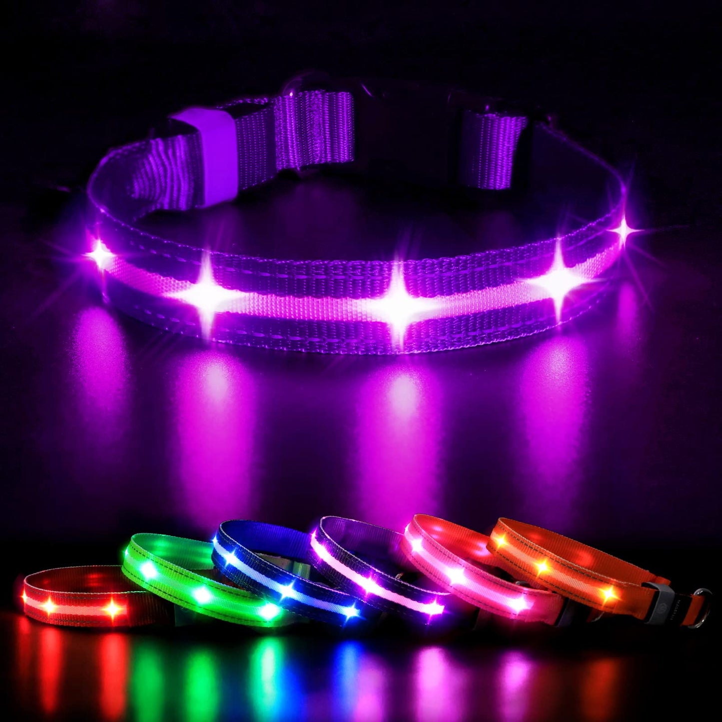 MASBRILL Led Dog Collar, Rechargeable Light Up Collar with Water-Resistant Flashing Glow for Dogs