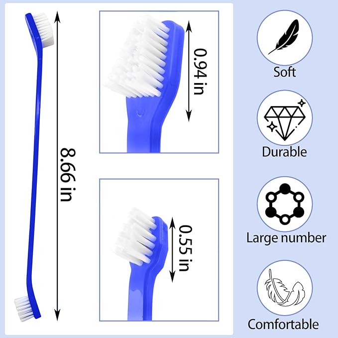 100Pcs Dog Toothbrush Dual Headed Puppy Tooth Brushing Kit Long Handle Soft Grooming Pet Dental Brushes Convenient Double Sided for Pets Puppy Teeth Brush Cleaning Oral Care Supplies-Blue