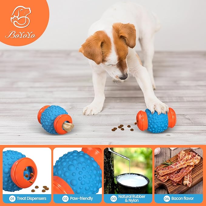 Interactive Dog Toys Treat Dispenser - Slow Puzzle Feeder for Large Dogs, Durable Rubber Chew Toys, Mental Stimulation for Anxiety Relief & Boredom