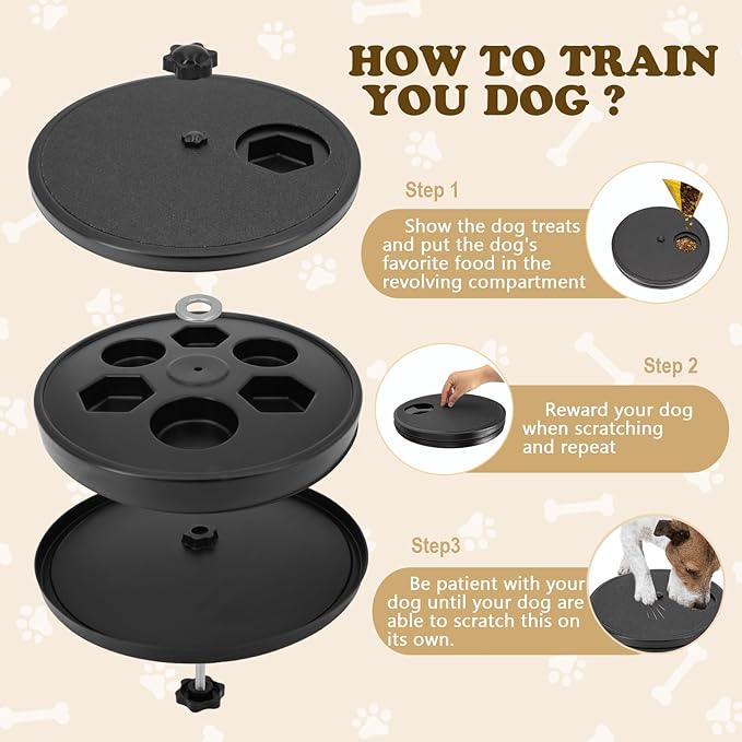Dog Nail Scratch Board - 3 in 1 Rotatable Round Dog Scratch Pad for Nails with Treat Box, Dog Nail File Toy, Scratching Board for Dogs,Shorten Dog’s Side Nail Easier for Small and Large Dogs