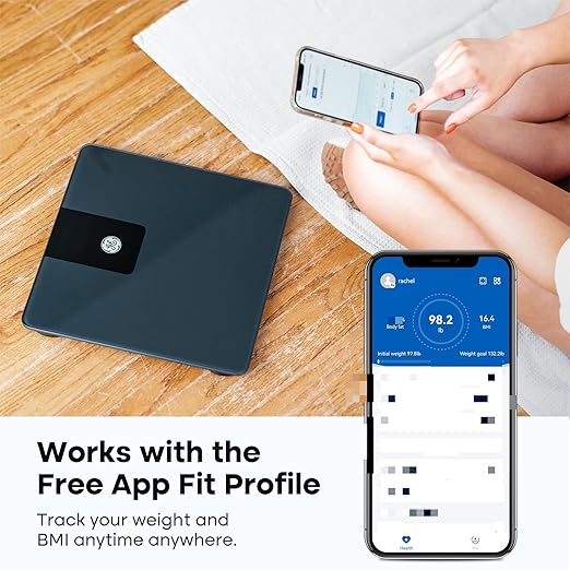 GE Bathroom Scale Body Weight: Digital BMI Weight Balance Scales Heavy Duty Measuring Device for People Accurate Bluetooth Weighing Electronic Weigh Machine, Black