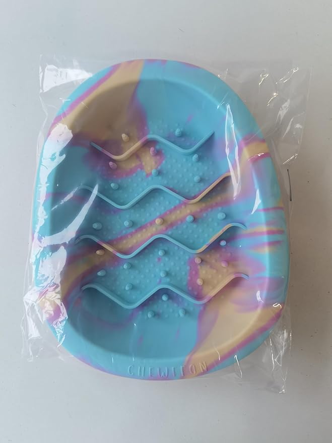 Interactive Dog&Cat Lick Mat Bowls, BPA-Free Silicone Dog Slow Feeder Bowl with Suction Cups, Non Slip Food Bowl for Dogs and Cats, Reduces Boredom and Anxiety, Dishwasher Safe, Rainbow