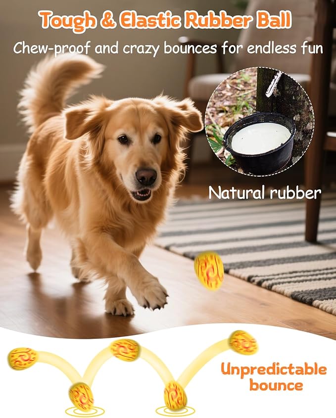 SCHITEC Squeaky Dog Toys for Aggressive Chewers, Tough Rubber Bouncy Balls for Boredom, Durable Pet Chew Toy Ball for Large Medium Breed Dogs (3.4 * 4.5inch)