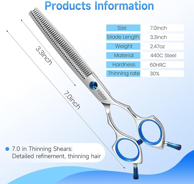 Thinning Shears for Dogs Professional Dog Grooming Scissors Pet Thinners Shear 30% Thinning Rate 46 Teeth Classic Handle Designed for Pet Groomers or Family DIY Use