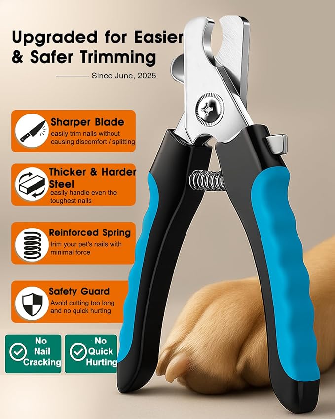 YABIFE Dog Nail Trimmers and Dog Nail Clippers Kit, Whisper Quiet Electric Grinder with Light, for Small, Medium, Large Dogs, Cats Toenail Grooming, 3 Speeds