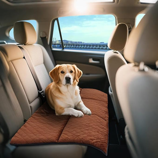 Car Backseat Dog Mat, Comfortable Non-Slip Cushion Suitable for Travel Dog Bed and Pet Home Sofa Blanket, Custom Mat for Car Backseat Extender and Seat Cover (Brown 51.2x23.6in)