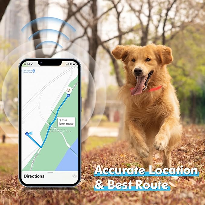 GPS Tracker for Dogs, 2 in 1 Pet Tracking Smart Collar (Only iOS), No Monthly Fee GPS Tracker Dog Collar, Real-time Location Comfortable PU Tracker Tag for Small, Medium Large Dogs(Locator Included)