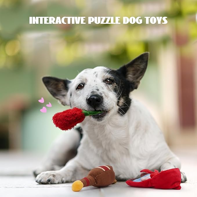 Nocciola Fairy Tale Squeaky Dog Toys, Cute Interactive Plush Stuffed Hide and Seek Cognitive Puzzle Puppy Crinkle Chew Toy for Small, Medium Breed