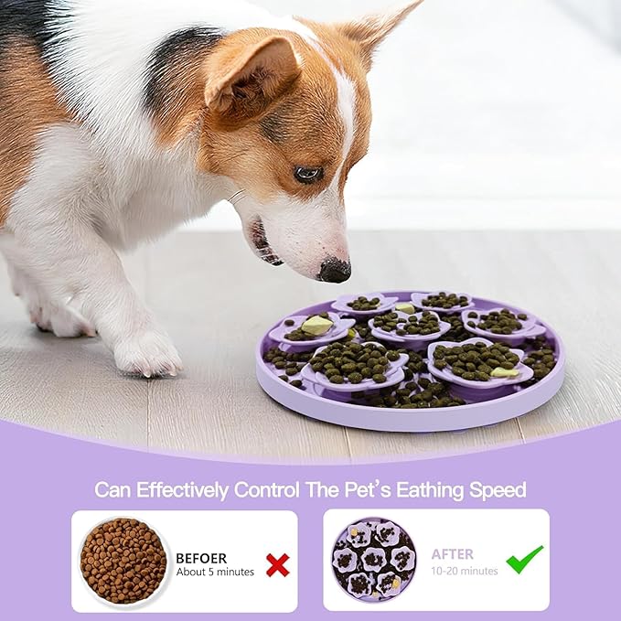 TUCANA 2PCS Lick Mat for Dogs & Cats, Stable Slow Feeding Pad with Suction Cups, Licking Treat Mat, Anxiety Relief, Build Healthy Good Eating Habit (Flower Pack of 2)