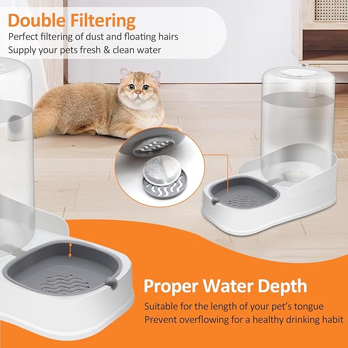 Automatic 4.4L Pet Water Dispenser, Gravity Dog Water Bowl & Cat Water Dispenser, Suitable for Small & Medium-Sized Cats, Dogs, Rabbits