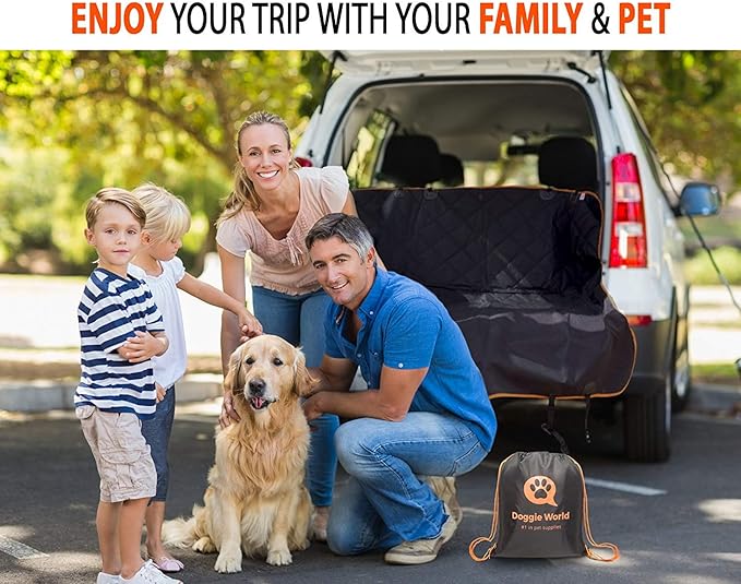 Doggie World Dog Car Seat Cover for Back Seat for XL Cars, SUVs & Trucks - Durable Car Cover Protector for Dogs, Nonslip Backseat Dog Hammock, Waterproof Scratchproof Protection Against Dirt, Pet Fur