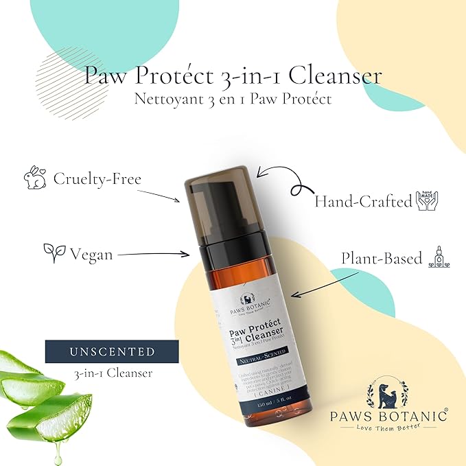 Paw Protéct 3-in-1 Foam Cleanser | Dog Paws Cleaner for Daily Use | Pet Paw Cleaner for Dogs – No-Rinse Paw Cleaner for Dogs & Puppies