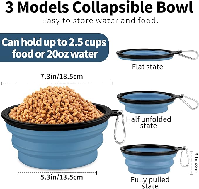 Collapsible Dog Bowl, Lightweight and Portable, Ideal for Outdoor, Camping, Hiking, Suitable for Dogs