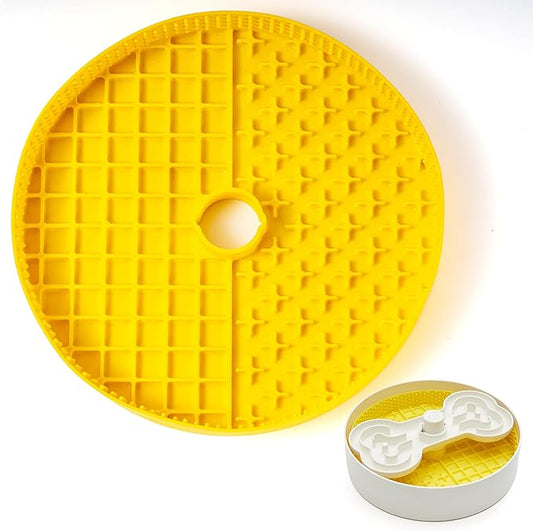 Insert, Transform Your Dog's Bowl to Slow Feeder, 6 Cup 9.8 Inch Yellow