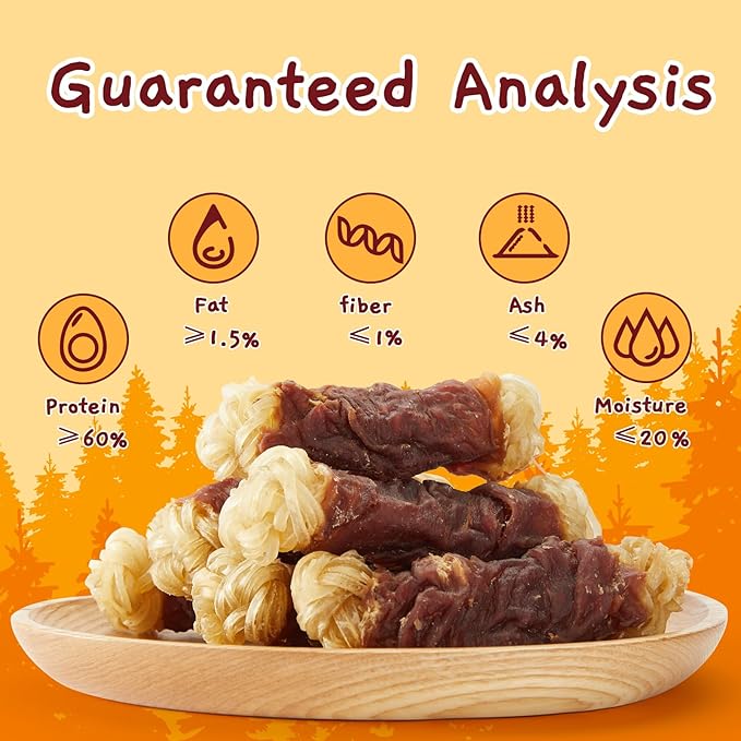 Jungle Calling Beef Tendons for Dogs, Duck Wrapped Tendons Dog Chews Long Lasting Hip and Joint Supplement for Dogs with Glucosamine (Knotted Bone)