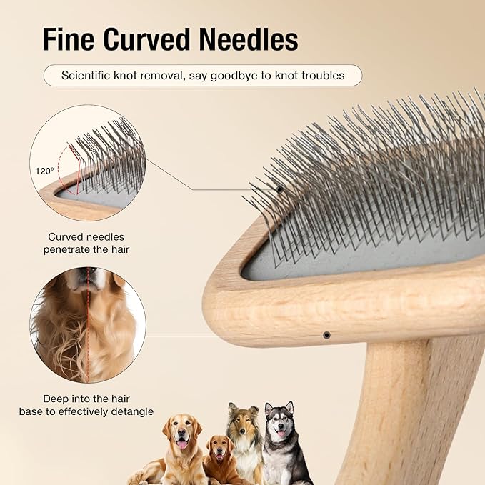 UTEE Big Dog Slicker Brush for Dogs (Goldendoodles, Labradoodles, Poodles) Hair Maintenance Medium to Long Hair Breeds Groom Like a Professional, Fluff Detangle Style, Saves Time Energy -Large