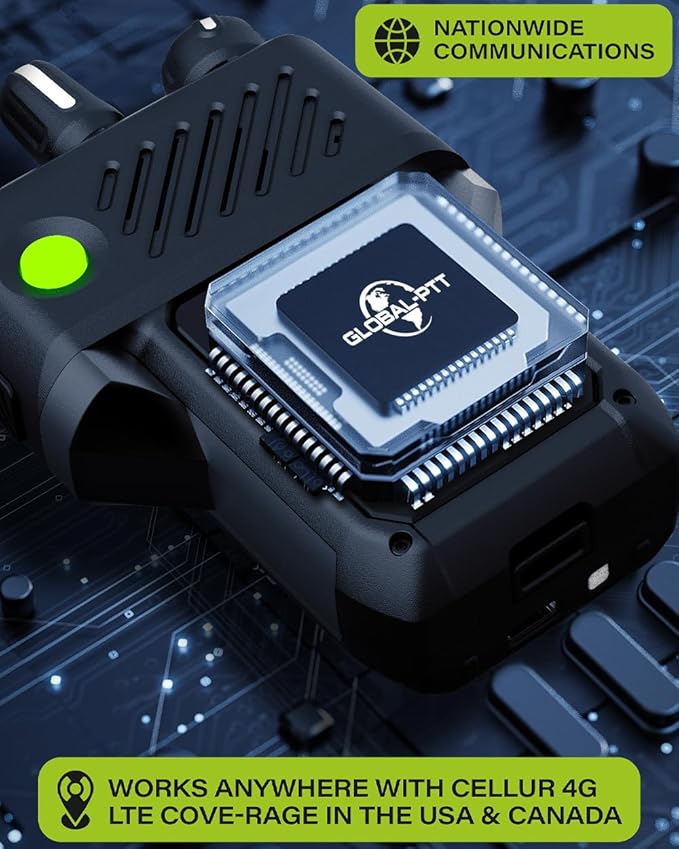 Global-PTT G6Plus 4G LTE Two-Way PoC Radios - 8800mAh Battery Nationwide Coverage Unlimited Communication Range - Metal Body Walkie Talkies (Classic Black)