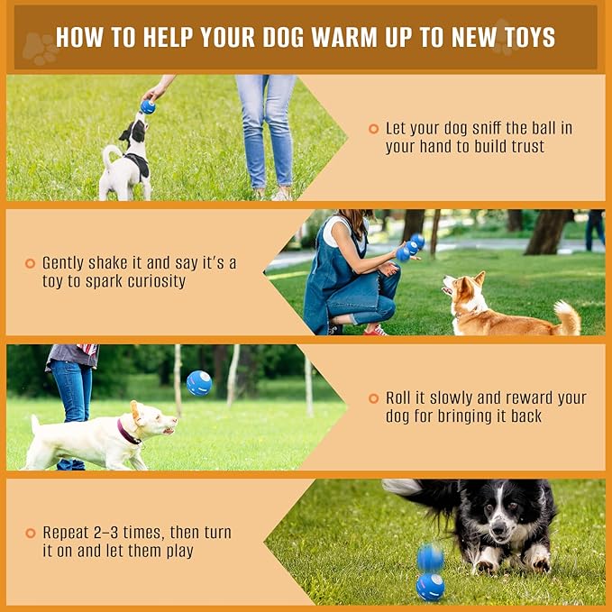 PetDroid Interactive Dog Toys Dog Ball,[2025 Newly Upgraded] Durable Motion Activated Automatic Rolling Ball Toys for/Small/Medium/Large Dogs,USB Rechargeable(Blue)