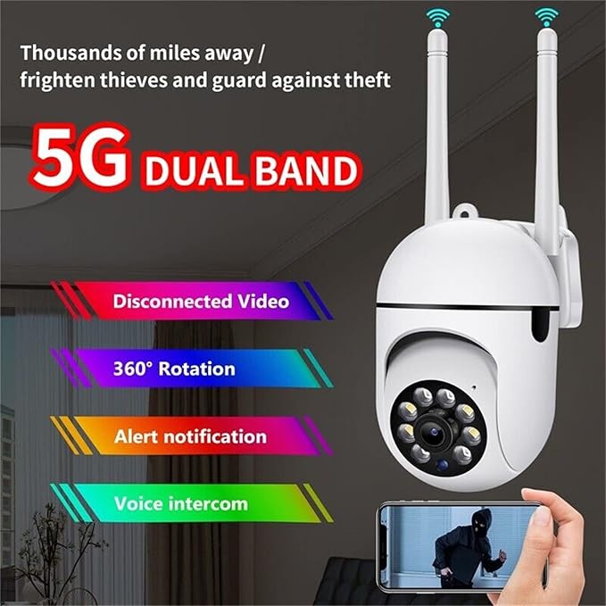 Outdoor Security Cameras, 2.4GHz & 5G WiFi Cameras for Home Security, 1080P Dome Surveillance Cameras 360° View, Waterproof Security Camera with Motion Detection, 2-Way Audio (2PCS)