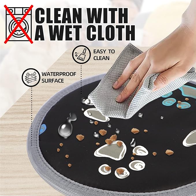 furrybaby Pet Heating Pad, Waterproof Dog Heating Pad Mat for Cat with Durable Anti-Bite Tube Indoor for Puppies Dogs Cats (1 Pack Black, Round 12in, Temp Adjustable)